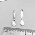 Antique silver spoon charms for DIY jewelry making with ruler scale for sizing - Antique Silver Cutlery Spoon (6*25mm)