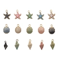 Colorful sea shell and starfish alloy charms with gold plating for DIY jewelry - Mixed Enamel Shell Starfish Series (SN63)