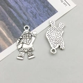 Antique silver metal Santa Claus pendant charm for DIY Christmas jewelry making - Santa Claus (7743)