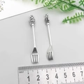 Set of two antique silver alloy crown-top fork pendants for DIY jewelry making - Antique Silver Crown Cutlery Fork (58*8mm)