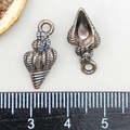 Vintage bronze conch shell alloy pendants with detailed textures and top hanging ring - Enamel Black Conch (8603)