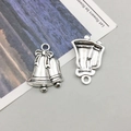 Antique silver snowflake bell pendant with bow tie for DIY jewelry crafting - Christmas Bell (7745)