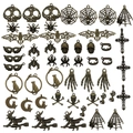 Set van 51 antieke bronzen Halloween-bedeltjes met schedel en spin voor DIY-sieraden - Gemengde Halloween-serie (HK405)