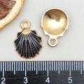 Shell shaped gold plated alloy pendant with black enamel finish for DIY jewelry - Enamel Black Shell (8604)