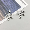 Set of two antique silver snowflake charms for DIY jewelry making and holiday crafts - Christmas Snowflake (8389)