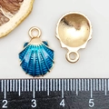 Blue gradient enamel shell pendant charm with golden metal back for DIY jewelry - Enamel Blue Shell (8608)