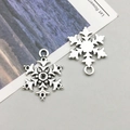 Antique silver snowflake charms with intricate crystal textures for DIY jewelry making - Christmas Snowflake (8390)