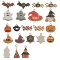 Assorted Halloween alloy enamel charms featuring pumpkins ghosts and witch hats for DIY jewelry - 21 Halloween Styles Mixed (HK546)