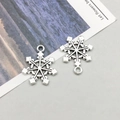 Antique silver snowflake charms for DIY jewelry making with retro metal finish - Christmas Snowflake (8392)