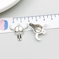 Silver vintage style bull skull pendant for DIY jewelry making, size 2.5cm width - Antique Silver Halloween Skull Bull Head (16969)