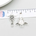Silver vintage bull skull pendant with floral carvings for DIY necklaces or bracelets - Antique Silver Patterned Bull Head (18708)