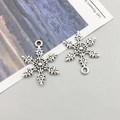 Antique silver snowflake alloy charms with star patterns for DIY jewelry making - Christmas Snowflake Style (8394)