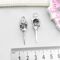 Antique silver alloy bird skull pendant charm for DIY jewelry with detailed bone texture - Antique Silver Skull Bird Head (4851)