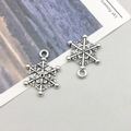 Antique silver snowflake alloy pendants with rings for DIY jewelry making ornaments - Christmas Snowflake Style (8395)