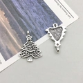 Antique silver Christmas tree alloy pendant with detailed front and brushed back texture - Christmas Tree Style (8841)