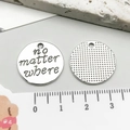 Antique silver graduation charm with No Matter Where engraving for DIY jewelry - Antique Silver Letter Plate (9003)