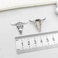 Antique silver ox head alloy pendant with retro hollow pattern for DIY jewelry making - Antique Silver Patterned Bull Skull (18710)