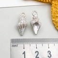 Silver alloy conch shell charms for DIY jewelry making sea life style pendants - White Snail (9x19mm-1.7g-8601)