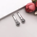 Pair of antique silver microphone pendants for DIY jewelry making with realistic mesh detail - Antique Silver Microphone 8*25mm (9166)