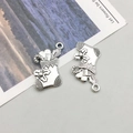 Antique silver Christmas stocking pendant charms with candy cane details for DIY jewelry - Christmas Sock Style (8848)