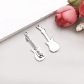 Antique silver electric guitar pendant made of zinc alloy for DIY jewelry making - Antique Silver Musical Guitar 12*31mm (10789)