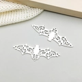 Silver bat charm in filigree style for DIY jewelry and Halloween accessories - Antique Silver Halloween Hollow Bat (7716)