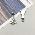 Antique silver alloy Christmas tree pendants with star detail and hanging loops - Christmas Tree (8849)