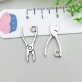 Pendentif pince en alliage argenté antique avec zircon pour création de bijoux DIY - Pince (8527)