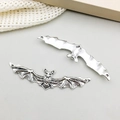 Antique silver bat pendant charm with detailed relief texture for DIY jewelry making - Antique Silver Halloween Large Bat (18411)