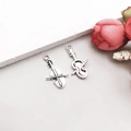 Pair of antique silver violin alloy pendants for DIY necklace and bracelet crafting - Antique Silver Violin 14*23mm (10793)