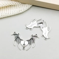 Antique silver bat wing heart pendant with inverted cross for DIY jewelry making - Antique Silver Cross Heart Bat (18640)