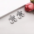 Antique silver harp pendants for DIY jewelry making, lyre shape charms in vintage alloy finish - Antique Silver Lyre 16*18mm (10794)