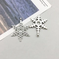 Pair of antique silver snowflake pendants for DIY jewelry making and craft projects - Christmas Snowflake (10078)