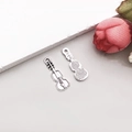 Antique silver violin alloy pendant showing detailed front and textured back for DIY jewelry - Antique Silver Musical Guitar 8*20mm (11207)