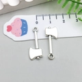 Pendentif hache en argent antique pour création de bijoux DIY avec échelle de mesure - Hache (11183)