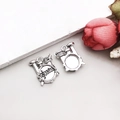 Antique silver drum set instrument charm for DIY necklace and jewelry making - Antique Silver Drums 13*16mm (15559)