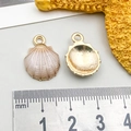 Colgantes de concha rosa con borde dorado y esmalte para creación de joyas - Concha Blanca Rosa (13x18mm-1.7g-8607)