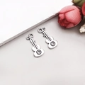 Antique silver finish guitar charms for DIY jewelry making set of 2 pieces - Antique Silver Musical Guitar 9*21mm (15560)