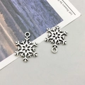 Pair of antique silver alloy snowflake pendants for DIY jewelry making accessories - Christmas Snowflake (13881)