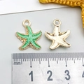 Colgante de estrella de mar con esmalte verde y reverso dorado para manualidades de joyas - Estrella de Mar Verde (15x18mm-1.1g-8611)