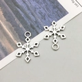 Pair of vintage silver snowflake charms with antique finish for DIY jewelry crafting - Christmas Snowflake (13882)