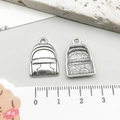 Pendentif sac à dos en alliage argent antique pour bijoux DIY avec règle de mesure - Cartable en Argent Antique (12160)