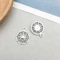 Pair of sun-shaped antique silver alloy charms for DIY necklaces and bracelets - Small Sun Shape (8230) / 16x19mm / Antique Silver