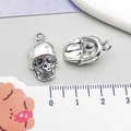 Antiek zilveren schedel hanger voor DIY sieraden, 1,5 cm gothische metalen bedel - Antiek Zilver Schedel Stijl (3341)