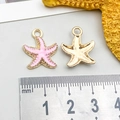 Colgante de estrella de mar rosa en esmalte y aleación con bordes dorados finos - Estrella de Mar Rosa (15x18mm-1.1g-8612)