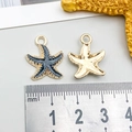Colgante de estrella de mar en esmalte azul oscuro y oro con regla de medida - Estrella de Mar Negra (15x18mm-1.1g-8613)
