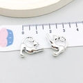 Polished silver metal cat pendant charm for DIY jewelry making 2cm size - 13*17mm / Antique Silver Agile Cat (8425)