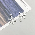 Set of two silver snowflake charms with detailed icy crystal branch structures - Christmas Snowflake (14026)