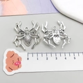 Antique silver spider charm for DIY jewelry with metal texture and ruler scale details - Antique Silver Spider Style (7458)