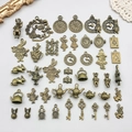 Alice in Wonderland vintage bronze alloy charms assortment for DIY jewelry making - Antique Bronze Alice Series Mixed Set (45 Pcs) (M76)